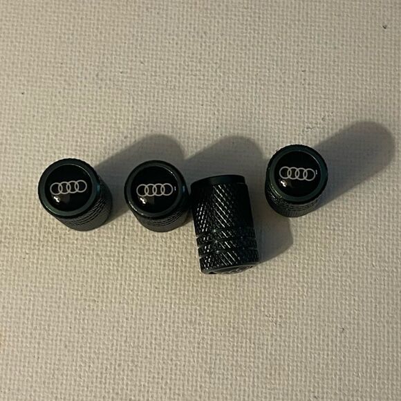 Audi valve Stem caps in Black set of 4 NWT - Picture 1 of 5